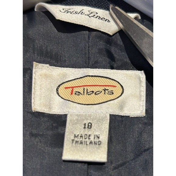 Talbots Blazer Irish Linen Sz 18 Dark Blue Lined 3 Button Jacket Pocket‎ Office - Picture 2 of 6